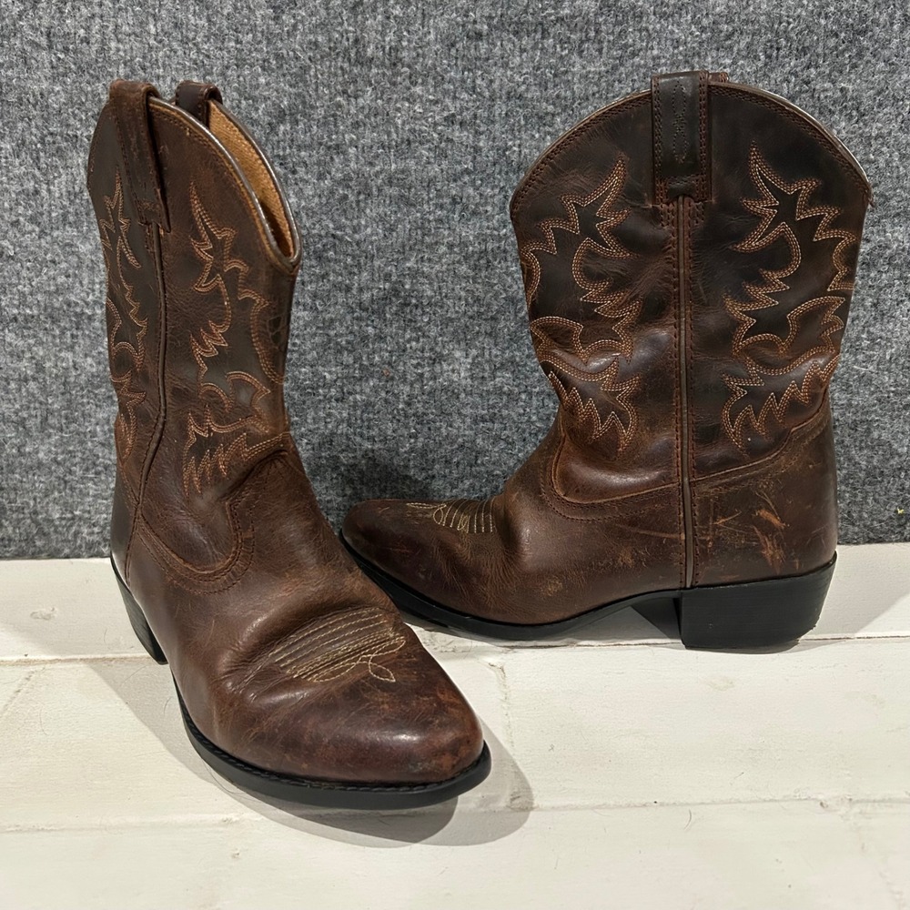 Ariat Kids Heritage R Toe Western Brown Leather Cowboy Boots Sz 3 Style 10001825